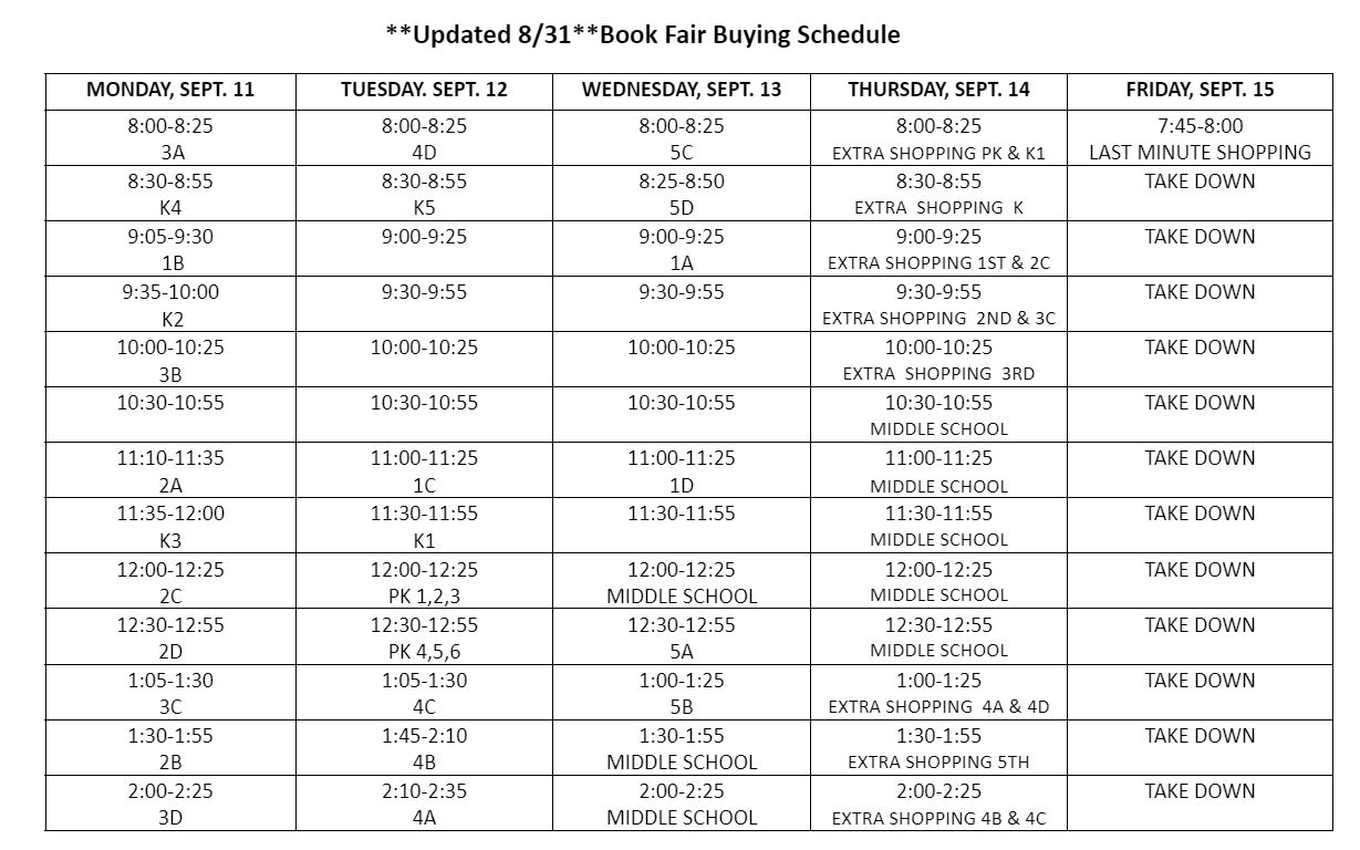 Scholastic Book Fair Sept. 10-11